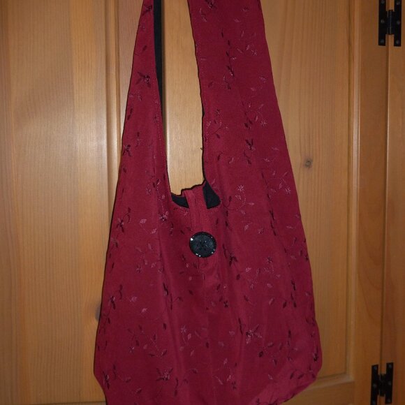 Hobo Bag Handmade Cranberry Red Fabric - Picture 1 of 7